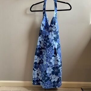 Blue floral halter summer dress